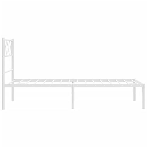Sengeramme med sengegavl 100x200 cm metal hvid