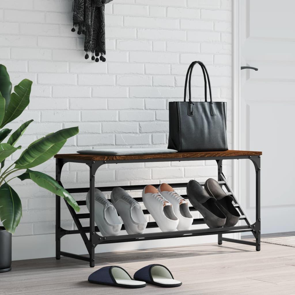 Skostativ 90x30x45 cm konstrueret træ brun egetræsfarve