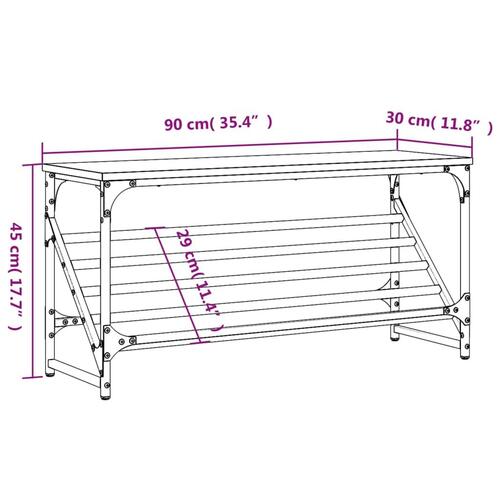 Skostativ 90x30x45 cm konstrueret træ brun egetræsfarve