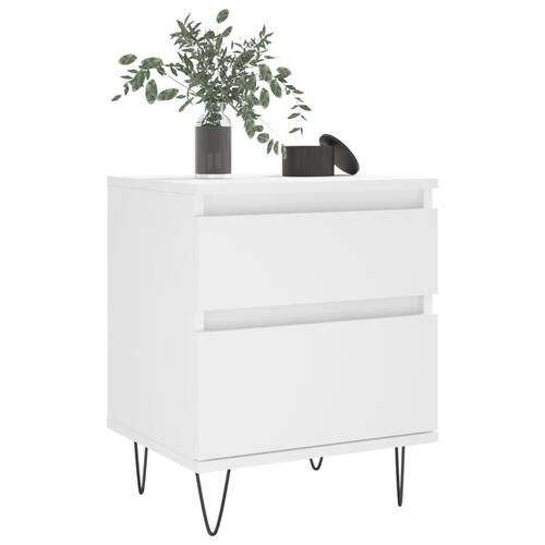 Sengeborde 2 stk. 40x35x50 cm konstrueret træ hvid