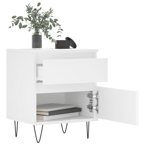 Sengeborde 2 stk. 40x35x50 cm konstrueret træ hvid