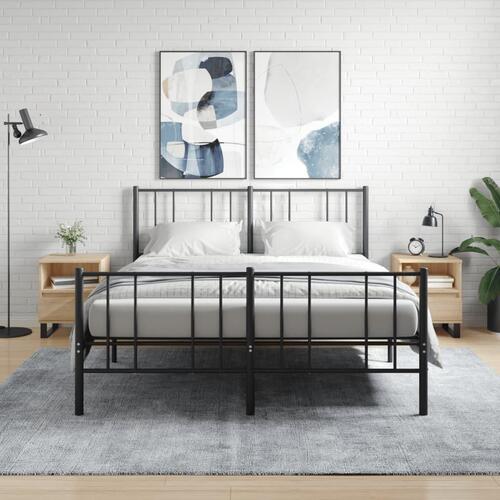 Sengeborde 2 stk. 40x35x50 cm konstrueret træ sonoma-eg
