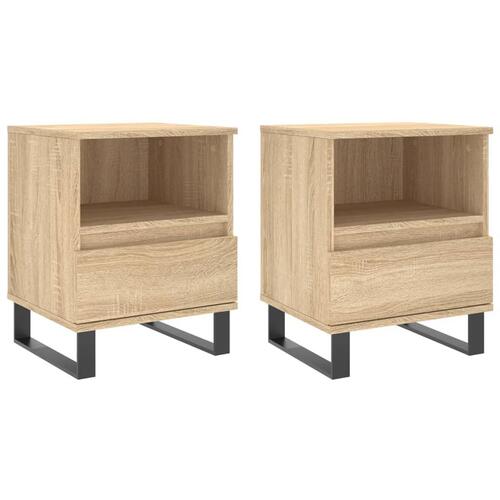 Sengeborde 2 stk. 40x35x50 cm konstrueret træ sonoma-eg