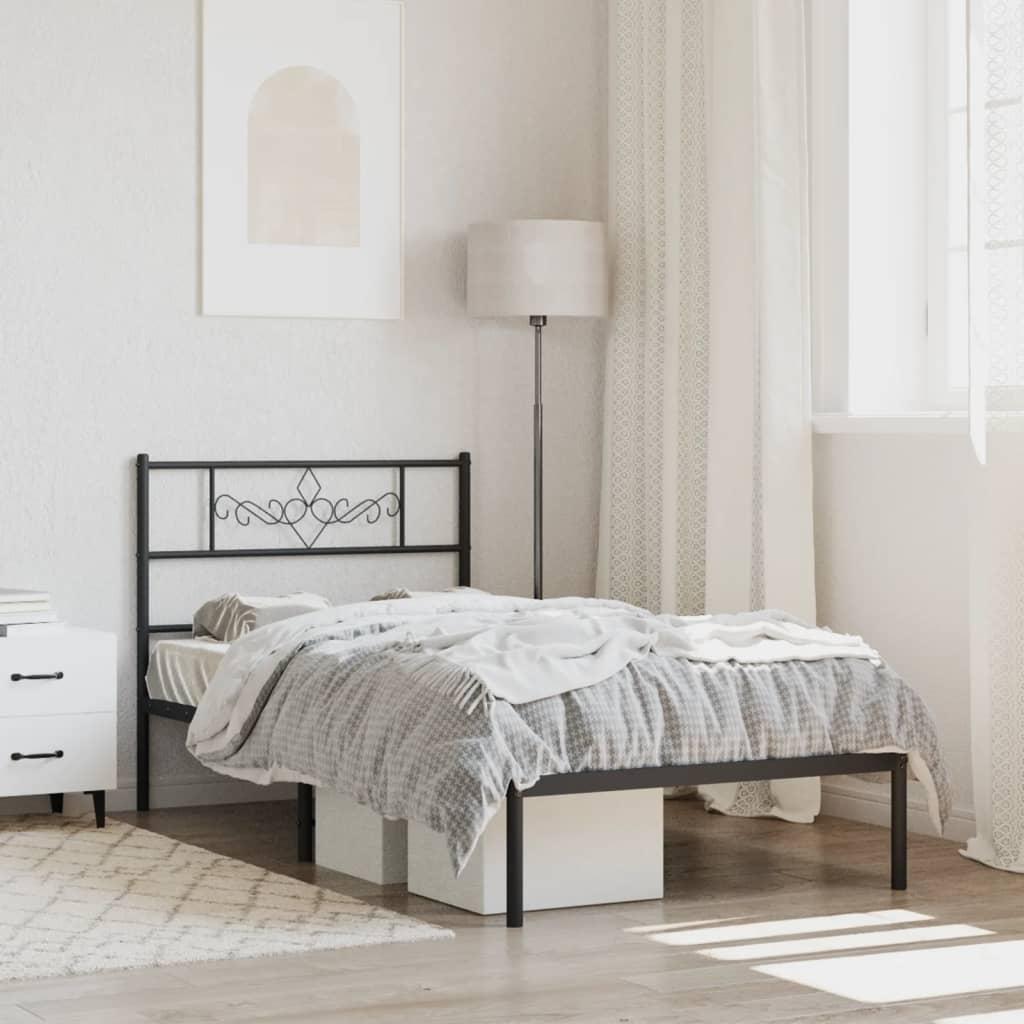 Sengeramme med sengegavl 80x200 cm metal sort