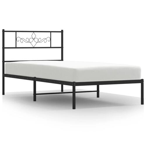 Sengeramme med sengegavl 80x200 cm metal sort