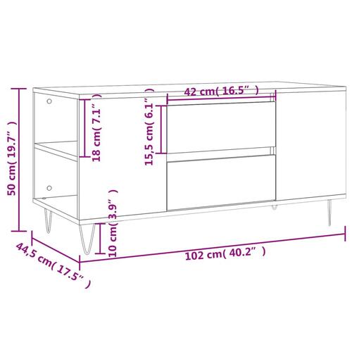 Sofabord 102x44,5x50 cm konstrueret træ hvid