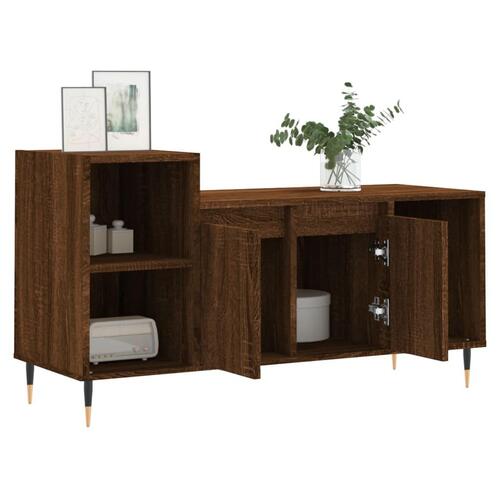 Tv-bord 100x35x55 cm konstrueret træ brun egetræsfarve