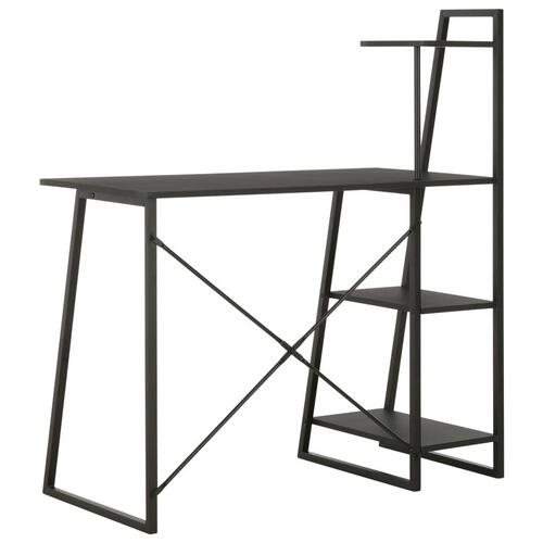 Skrivebord med hylder 102 x 50 x 117 cm sort