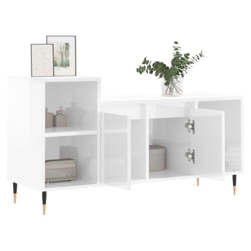 Tv-bord 100x35x55 cm konstrueret træ hvid højglans