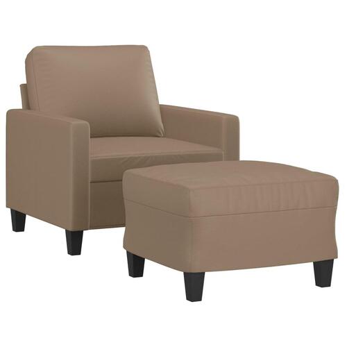 Sofastol med fodskammel 60 cm kunstlæder Cappuccino