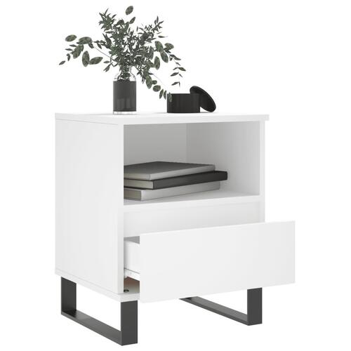 Sengebord 40x35x50 cm konstrueret træ hvid
