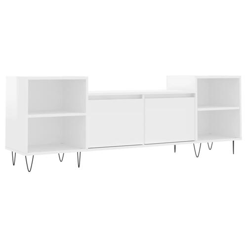 Tv-bord 160x35x55 cm konstrueret træ hvid højglans