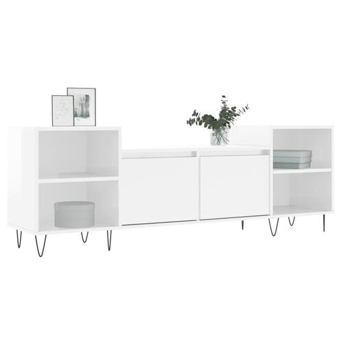 Tv-bord 160x35x55 cm konstrueret træ hvid højglans