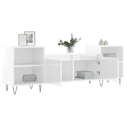 Tv-bord 160x35x55 cm konstrueret træ hvid højglans