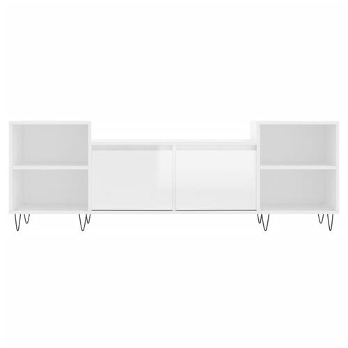 Tv-bord 160x35x55 cm konstrueret træ hvid højglans