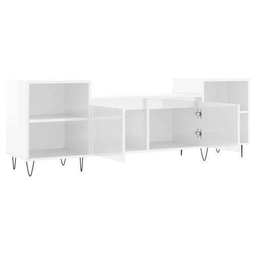 Tv-bord 160x35x55 cm konstrueret træ hvid højglans