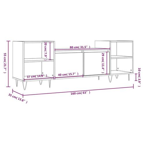 Tv-bord 160x35x55 cm konstrueret træ grå sonoma-eg