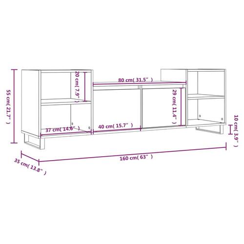 Tv-bord 160x35x55 cm konstrueret træ hvid