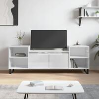 Tv-bord 160x35x55 cm konstrueret træ hvid højglans