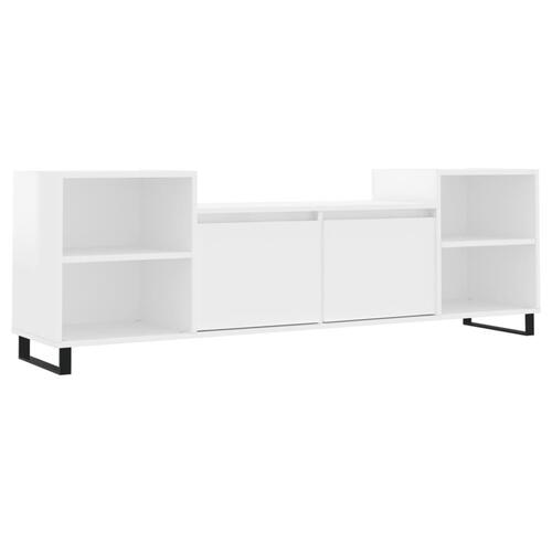 Tv-bord 160x35x55 cm konstrueret træ hvid højglans