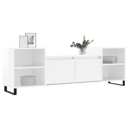 Tv-bord 160x35x55 cm konstrueret træ hvid højglans
