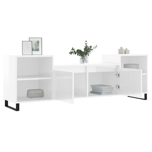 Tv-bord 160x35x55 cm konstrueret træ hvid højglans