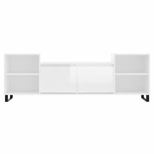 Tv-bord 160x35x55 cm konstrueret træ hvid højglans
