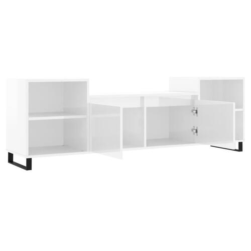 Tv-bord 160x35x55 cm konstrueret træ hvid højglans