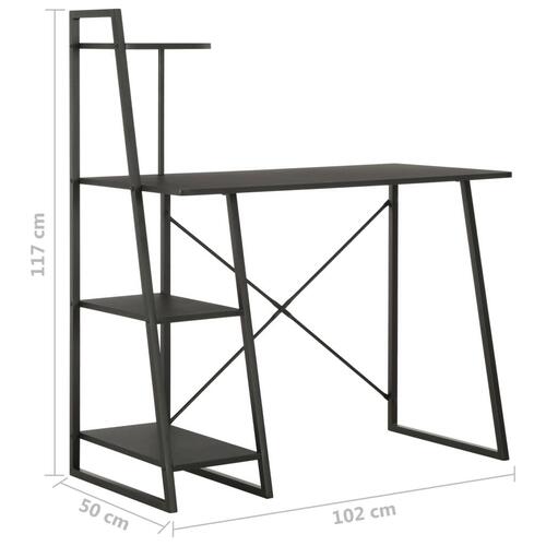 Skrivebord med hylder 102 x 50 x 117 cm sort