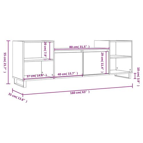 Tv-bord 160x35x55 cm konstrueret træ røget egetræsfarve