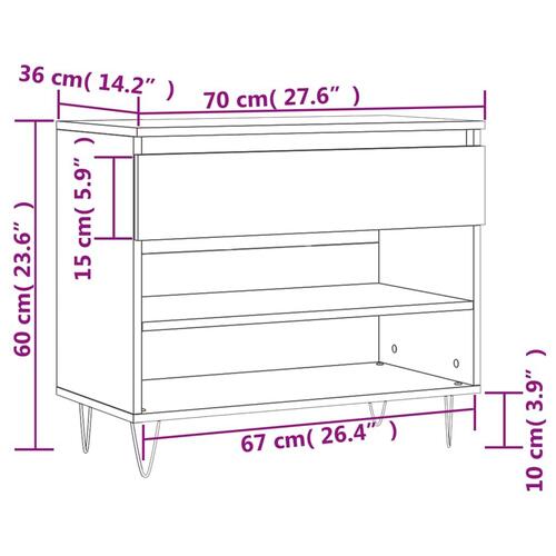 Skoreol 70x36x60 cm konstrueret træ hvid