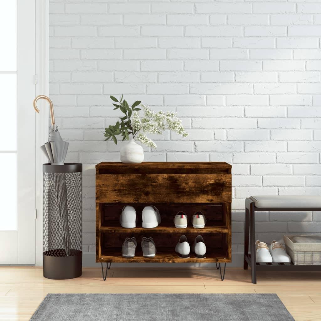 Skoskab 70x36x60 cm konstrueret træ røget egetræsfarve billede