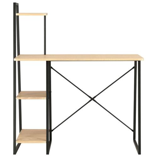 Skrivebord med reol 102x50x117 cm sort og eg