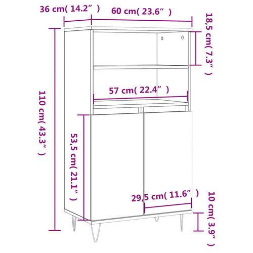 Skab 60x36x110 cm konstrueret træ Betongrå