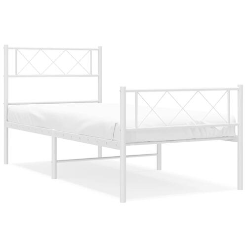 Sengeramme med sengegavl og fodgærde 90x200 cm metal hvid