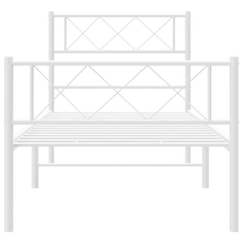 Sengeramme med sengegavl og fodgærde 90x200 cm metal hvid
