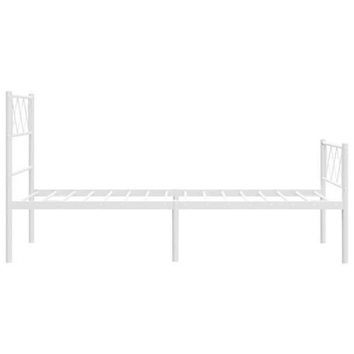 Sengeramme med sengegavl og fodgærde 90x200 cm metal hvid