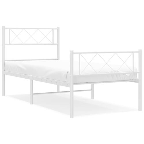 Sengeramme med sengegavl og fodgærde 100x190 cm metal hvid