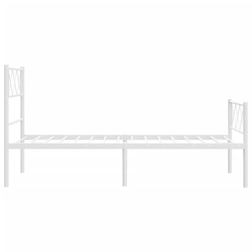Sengeramme med sengegavl og fodgærde 100x190 cm metal hvid