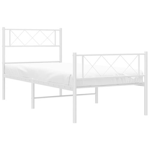 Sengeramme med sengegavl og fodgærde 100x200 cm metal hvid