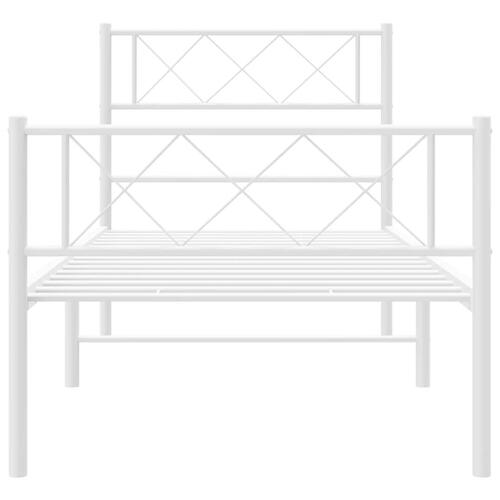 Sengeramme med sengegavl og fodgærde 100x200 cm metal hvid
