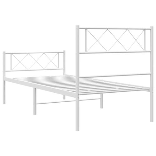 Sengeramme med sengegavl og fodgærde 100x200 cm metal hvid