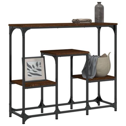 Konsolbord 89,5x28x76 cm konstrueret træ brun egetræsfarve