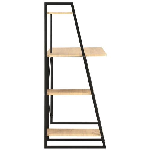 Skrivebord med reol 102x50x117 cm sort og eg