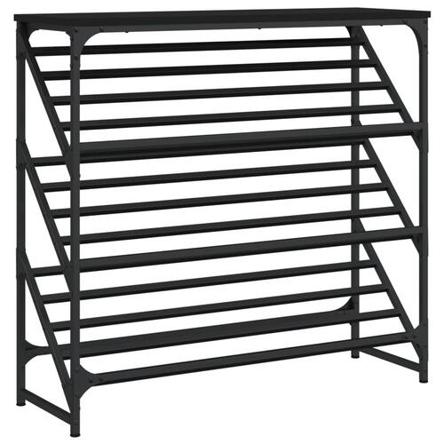 Skostativ 90x30x85 cm konstrueret træ sort