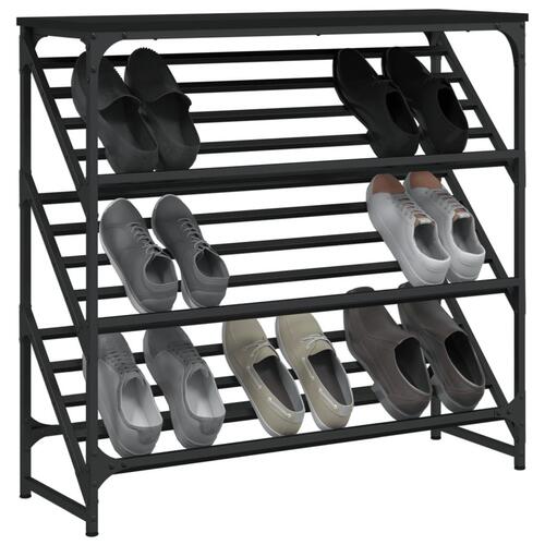 Skostativ 90x30x85 cm konstrueret træ sort