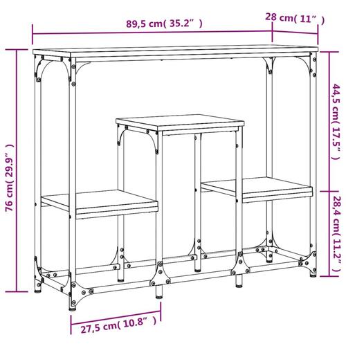 Konsolbord 89,5x28x76 cm konstrueret træ sort