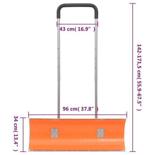 Sneskovl med udvideligt håndtag 96 cm stålblad orange