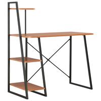 Skrivebord med reol 102x50x117 cm sort og brun