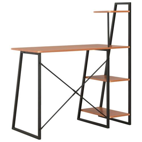 Skrivebord med reol 102x50x117 cm sort og brun